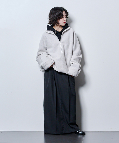 CITYSHOP（シティーショップ）の「FELTED WOOL HALF ZIP TOP：カットソー（Tシャツ/カットソー・レディース・ホワイト/チャコールグレー・FREE）」の16枚目の写真