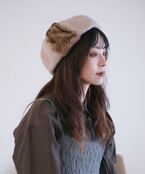 FUR COMBI BERET/ファー コンビベレー帽（ハンチング/ベレー帽