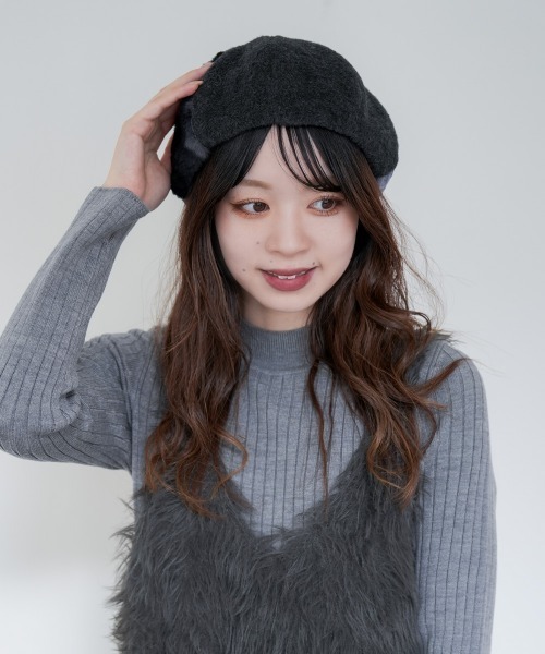 Ruben(ルーベン)の「FUR COMBI BERET/ファー コンビベレー帽(ハンチング/ベレー帽・レディース・ブラック/ベージュ/テラコッタ・FREE)」の10枚目の写真