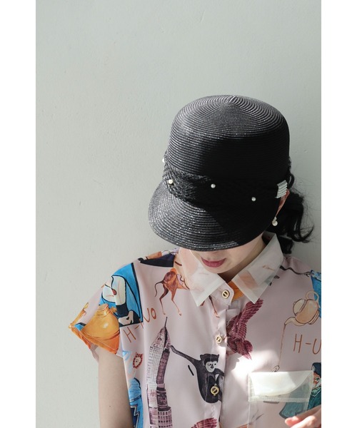 新作8月25日 （黒）デコレーションパールの麦わら風帽子 cawaii wkj00252 キャップ 日除け UV対策 装飾 ブラック オシャレ 個性的 大人可愛い エレガント 上品 春服 春物 夏服 夏物 アウトドア レディース ファッション ミセス 30代 40代 50代 黒）デコレーションパールの麦わら風帽子（キャップ）｜CAWAII