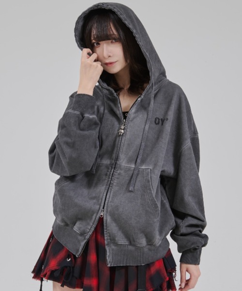 OY（オーワイ）の「『OY/オーワイ』PIGMENT DOLLY HOODIE ZIP UP/ピグメント ドリー ジップアップパーカー（パーカー・レディース・チャコールグレー・L/M）」の12枚目の写真