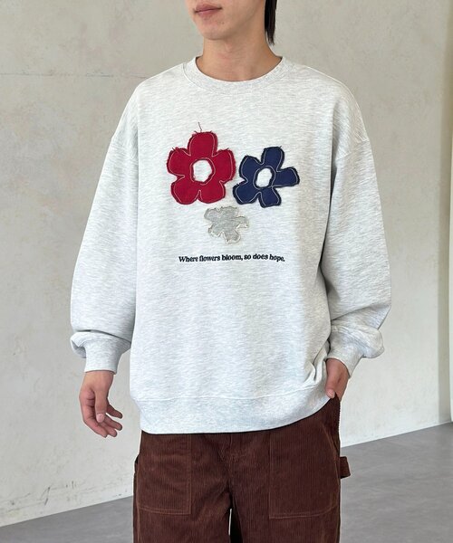 CPCM（シーピーシーエム）の「フラワーパッチワークスウェット（スウェット・レディース・グリーン/オレンジ/アイボリー・MEDIUM/LARGE）」の4枚目の写真