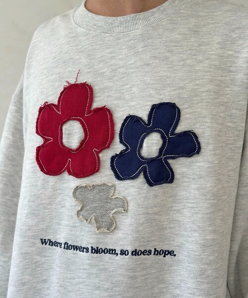 CPCM（シーピーシーエム）の「フラワーパッチワークスウェット（スウェット・レディース・グリーン/オレンジ/アイボリー・MEDIUM/LARGE）」の11枚目の写真