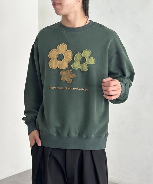 CPCM（シーピーシーエム）の「フラワーパッチワークスウェット（スウェット・レディース・グリーン/オレンジ/アイボリー・MEDIUM/LARGE）」の17枚目の写真
