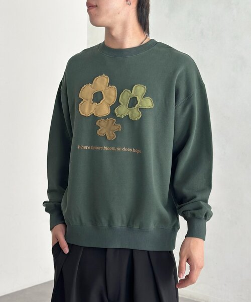 CPCM（シーピーシーエム）の「フラワーパッチワークスウェット（スウェット・レディース・グリーン/オレンジ/アイボリー・MEDIUM/LARGE）」の21枚目の写真