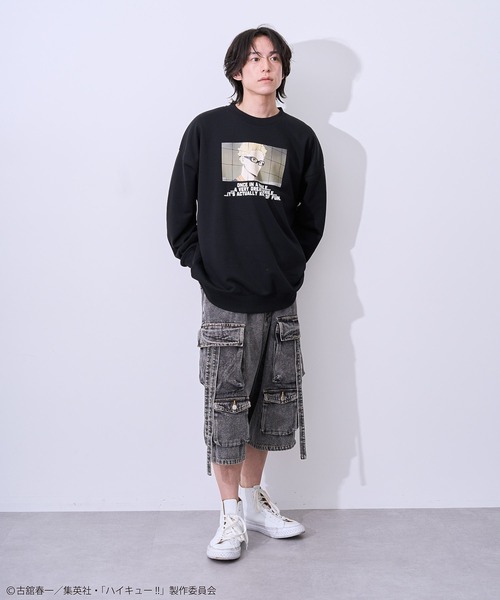 Green　Parks（グリーンパークス）の「ハイキュー!! 月島トレーナー（スウェット・レディース・ブラック・FREE）」の3枚目の写真