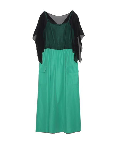 UNDERCOVER(アンダーカバー)の「UP1F1703(ワンピース・レディース・ブラック/ライトグリーン・2/1)」の1枚目の写真