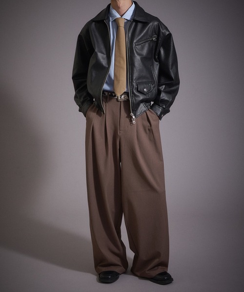 セール】ヴィンテージライク 合成皮革ジャケット（ブルゾン）｜Perushu