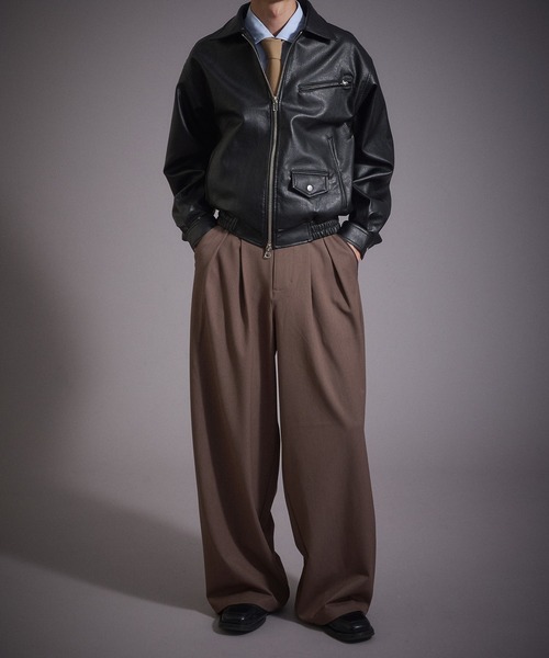 Perushu（ペルーシュ）の「ヴィンテージライク 合成皮革ジャケット（ブルゾン・メンズ・ブラック/ブラウン/ボルドー・SMALL/MEDIUM/LARGE）」の21枚目の写真