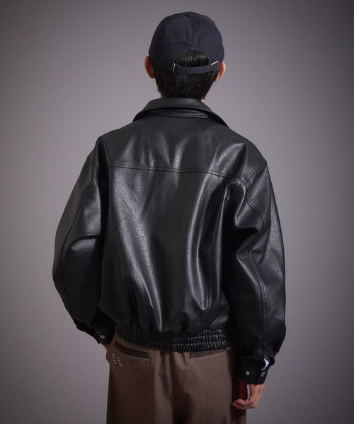 Perushu（ペルーシュ）の「ヴィンテージライク 合成皮革ジャケット（ブルゾン・メンズ・ブラック/ブラウン/ボルドー・SMALL/MEDIUM/LARGE）」の18枚目の写真