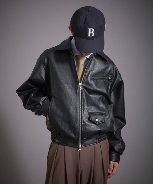 Perushu（ペルーシュ）の「ヴィンテージライク 合成皮革ジャケット（ブルゾン・メンズ・ブラック/ブラウン/ボルドー・SMALL/MEDIUM/LARGE）」の17枚目の写真