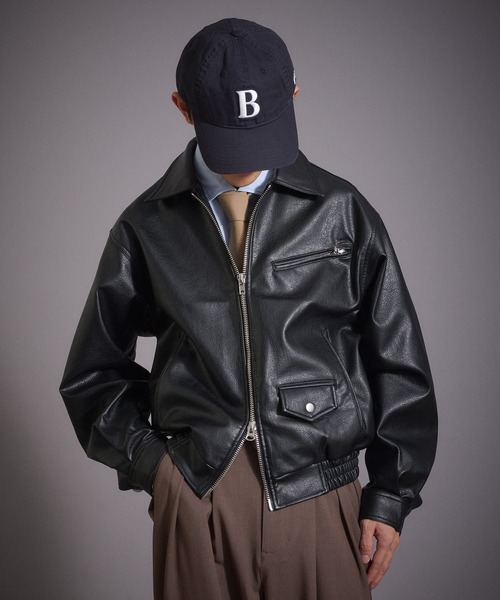 Perushu（ペルーシュ）の「ヴィンテージライク 合成皮革ジャケット（ブルゾン・メンズ・ブラック/ブラウン/ボルドー・SMALL/MEDIUM/LARGE）」の19枚目の写真