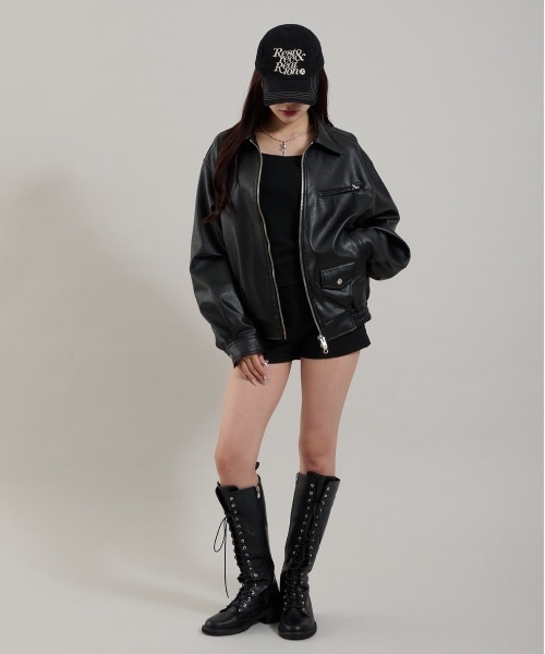 Perushu（ペルーシュ）の「ヴィンテージライク 合成皮革ジャケット（ブルゾン・メンズ・ブラック/ブラウン/ボルドー・SMALL/MEDIUM/LARGE）」の6枚目の写真