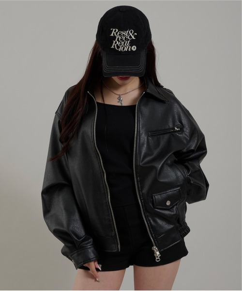 Perushu（ペルーシュ）の「ヴィンテージライク 合成皮革ジャケット（ブルゾン・メンズ・ブラック/ブラウン/ボルドー・SMALL/MEDIUM/LARGE）」の5枚目の写真