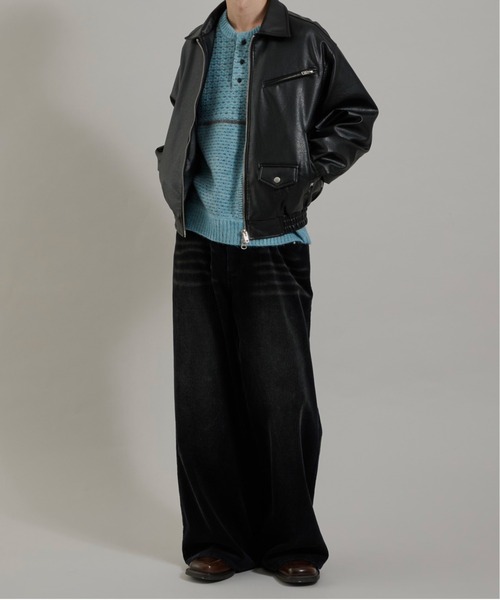 Perushu（ペルーシュ）の「ヴィンテージライク 合成皮革ジャケット（ブルゾン・メンズ・ブラック/ブラウン/ボルドー・SMALL/MEDIUM/LARGE）」の9枚目の写真