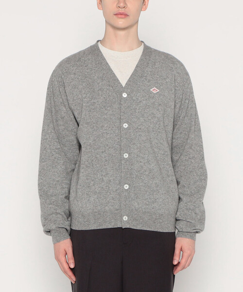 DANTONグレー カーディガン 長袖 MEN'S LAMBSWOOL V-NECK KNIT CARDIGAN（カーディガン/ボレロ