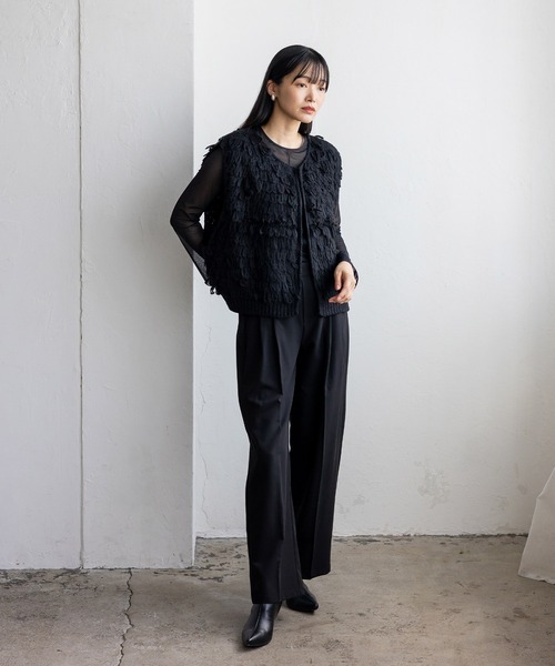 VitaFelice（ヴィータフェリーチェ）の「ループヤーンニットベスト（ベスト・レディース・グレー/アイボリー/ブラック・FREE）」の18枚目の写真