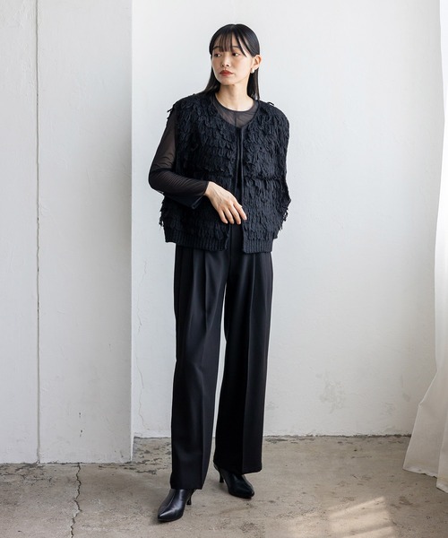 VitaFelice（ヴィータフェリーチェ）の「ループヤーンニットベスト（ベスト・レディース・グレー/アイボリー/ブラック・FREE）」の19枚目の写真