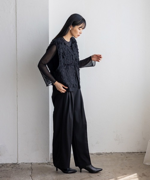 VitaFelice（ヴィータフェリーチェ）の「ループヤーンニットベスト（ベスト・レディース・グレー/アイボリー/ブラック・FREE）」の20枚目の写真