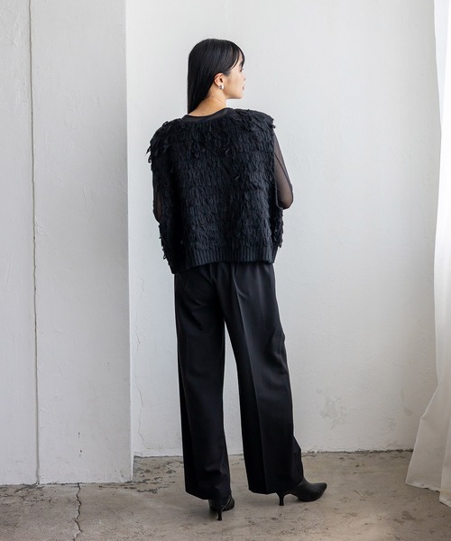 VitaFelice（ヴィータフェリーチェ）の「ループヤーンニットベスト（ベスト・レディース・グレー/アイボリー/ブラック・FREE）」の21枚目の写真