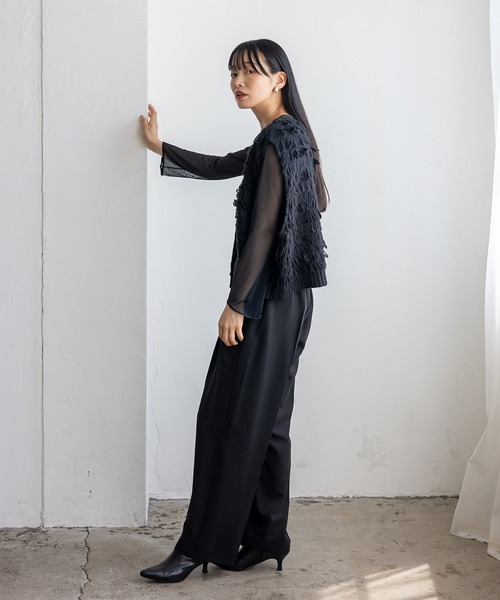 VitaFelice（ヴィータフェリーチェ）の「ループヤーンニットベスト（ベスト・レディース・グレー/アイボリー/ブラック・FREE）」の22枚目の写真