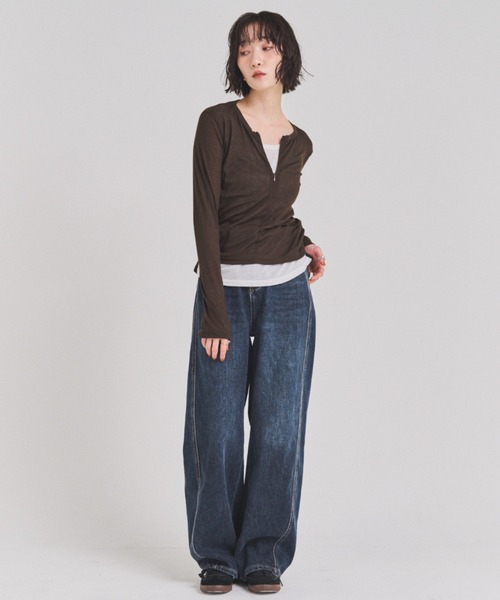 FMiBL(ファミル)の「ベルトSETカーヴィーデニムパンツ(デニムパンツ・レディース・ブラック/インディゴブルー・SMALL/MEDIUM)」の16枚目の写真