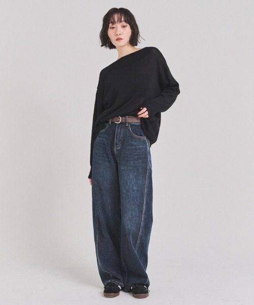 FMiBL(ファミル)の「ベルトSETカーヴィーデニムパンツ(デニムパンツ・レディース・ブラック/インディゴブルー・SMALL/MEDIUM)」の14枚目の写真