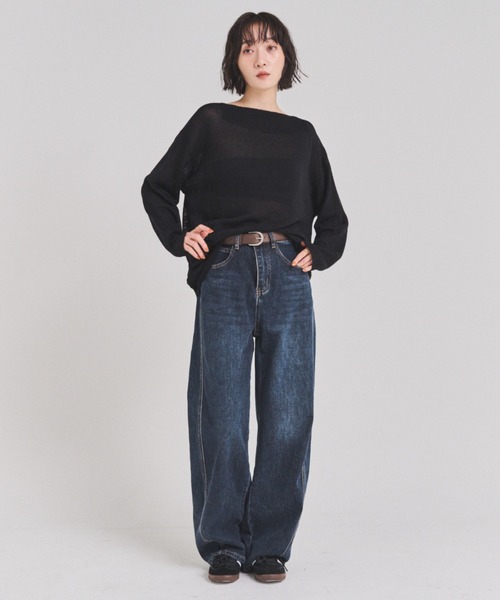 FMiBL(ファミル)の「ベルトSETカーヴィーデニムパンツ(デニムパンツ・レディース・ブラック/インディゴブルー・SMALL/MEDIUM)」の15枚目の写真