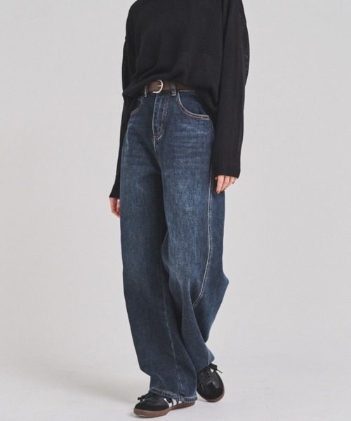 FMiBL(ファミル)の「ベルトSETカーヴィーデニムパンツ(デニムパンツ・レディース・ブラック/インディゴブルー・SMALL/MEDIUM)」の19枚目の写真