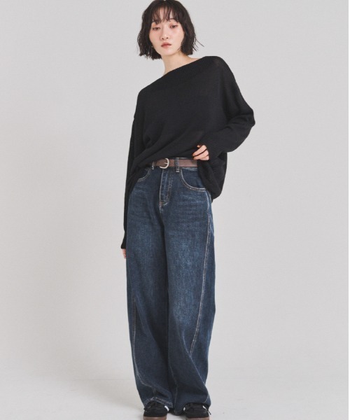 FMiBL(ファミル)の「ベルトSETカーヴィーデニムパンツ(デニムパンツ・レディース・ブラック/インディゴブルー・SMALL/MEDIUM)」の13枚目の写真