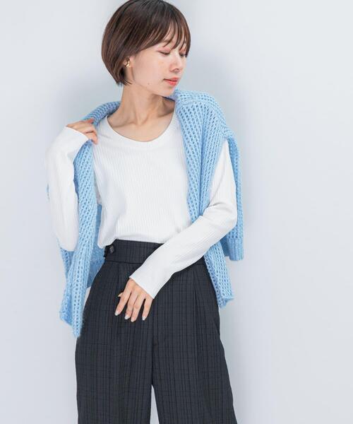 URBAN RESEARCH ROSSO WOMEN（アーバンリサーチ　ロッソ）の「Uネックリブプルオーバー（Tシャツ/カットソー・レディース・ブラック/レッド/オフホワイト・FREE）」の18枚目の写真