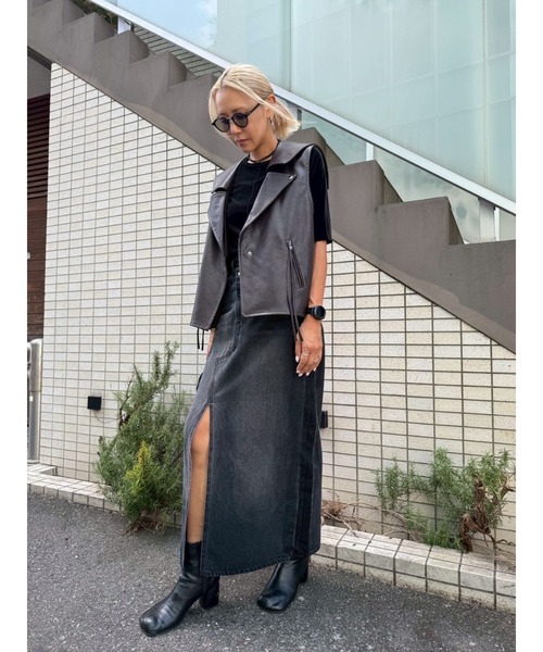 TRUNC（トランクエイティーエイト）の「Sailor Collar Eco Leather Gilet（ベスト・レディース・ブラック/ブラウン・FREE）」の11枚目の写真