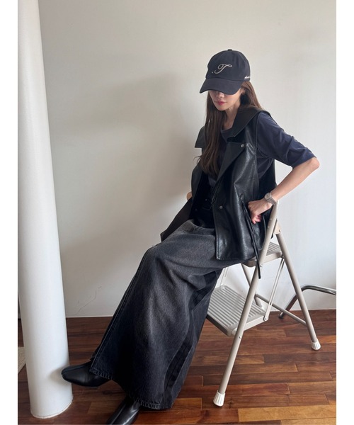 TRUNC（トランクエイティーエイト）の「Sailor Collar Eco Leather Gilet（ベスト・レディース・ブラック/ブラウン・FREE）」の8枚目の写真