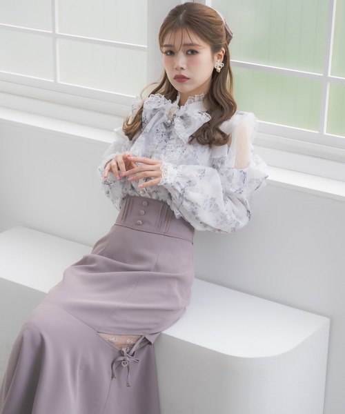 couture BY ROJITA（クチュールバイロジータ）の「肩レーシーフリルブラウス（シャツ/ブラウス・レディース・ブラック/マルチ/ホワイト・FREE）」の9枚目の写真