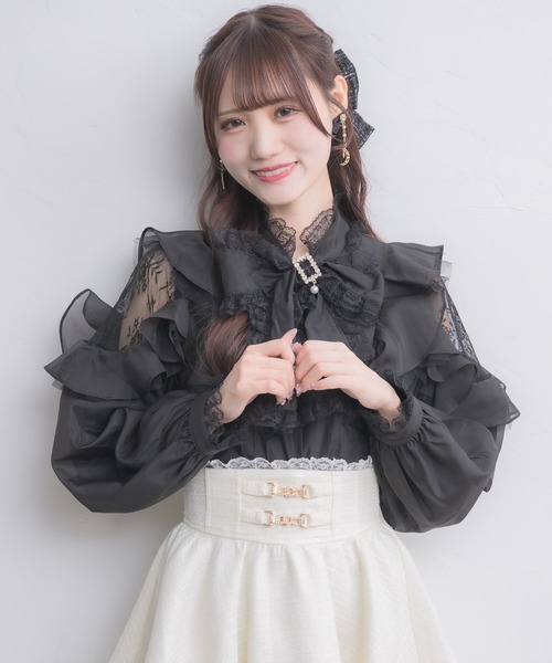 couture BY ROJITA（クチュールバイロジータ）の「肩レーシーフリルブラウス（シャツ/ブラウス・レディース・ブラック/マルチ/ホワイト・FREE）」の16枚目の写真