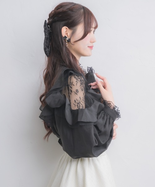 couture BY ROJITA（クチュールバイロジータ）の「肩レーシーフリルブラウス（シャツ/ブラウス・レディース・ブラック/マルチ/ホワイト・FREE）」の19枚目の写真