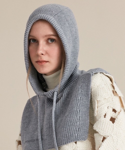 【mella mila】LAYERED KNIT HOODIE BALACLAVA