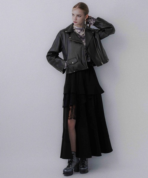 HARE（ハレ）の「レザーＷライダース(HARE)（ライダースジャケット・レディース・ブラック・FREE）」の2枚目の写真