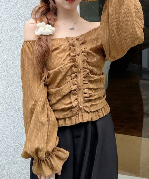 Ada.(エイダ)の「2WAY ボタンデザイン ふんわり キャンディースリーブ ブラウス(シャツ/ブラウス・レディース・アイボリー/ブラック/ブラウン・FREE)」の8枚目の写真