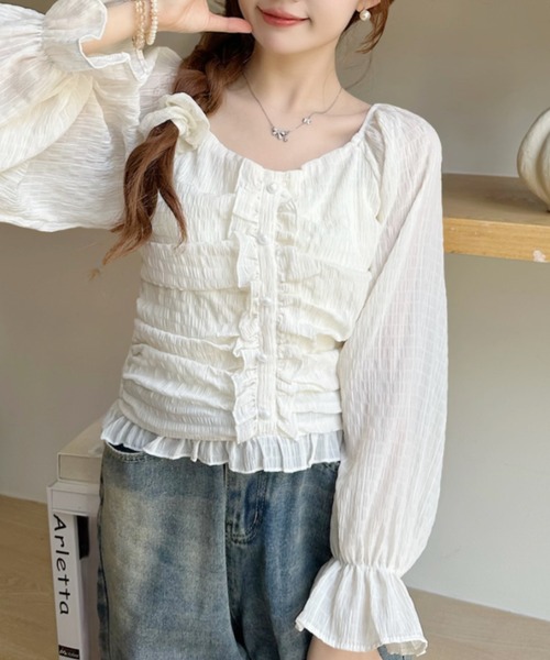 Ada.(エイダ)の「2WAY ボタンデザイン ふんわり キャンディースリーブ ブラウス(シャツ/ブラウス・レディース・アイボリー/ブラック/ブラウン・FREE)」の16枚目の写真