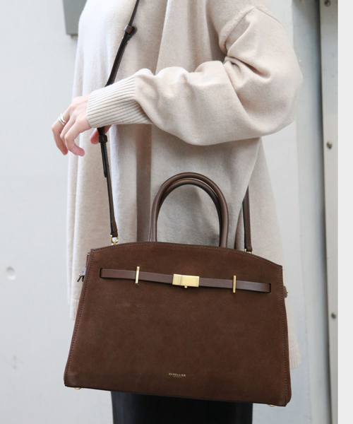 DEMELLIER LONDON（デメリエーロンドン）の「【DEMELLIER/デメリエー】MIDI NEW YORK TOP ミディサイズショルダーバッグ / ハンドルバッグ / ハンドバッグ（ショルダーバッグ・レディース・ブラック/モカ・フリー）」の3枚目の写真