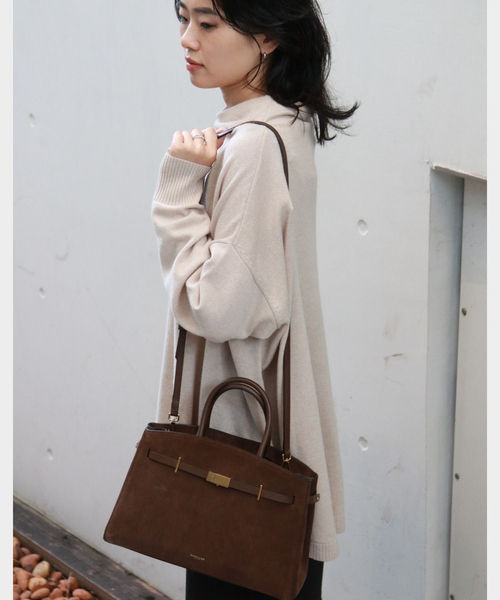 DEMELLIER LONDON（デメリエーロンドン）の「【DEMELLIER/デメリエー】MIDI NEW YORK TOP ミディサイズショルダーバッグ / ハンドルバッグ / ハンドバッグ（ショルダーバッグ・レディース・ブラック/モカ・フリー）」の4枚目の写真