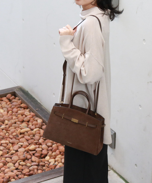 DEMELLIER LONDON（デメリエーロンドン）の「【DEMELLIER/デメリエー】MIDI NEW YORK TOP ミディサイズショルダーバッグ / ハンドルバッグ / ハンドバッグ（ショルダーバッグ・レディース・ブラック/モカ・フリー）」の5枚目の写真