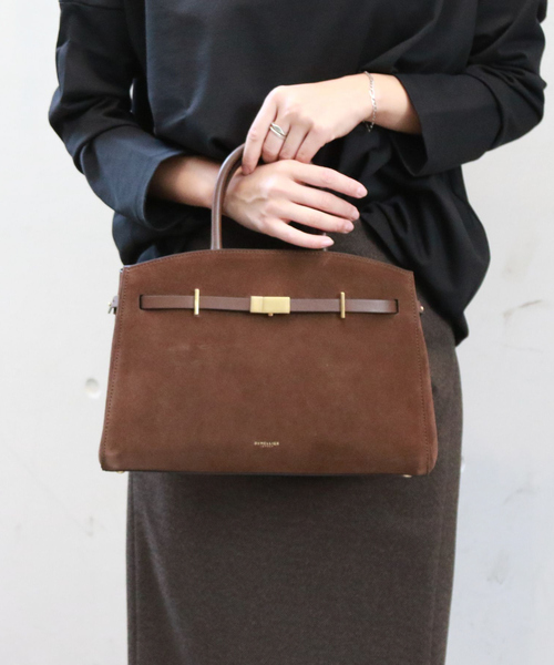 DEMELLIER LONDON（デメリエーロンドン）の「【DEMELLIER/デメリエー】MIDI NEW YORK TOP ミディサイズショルダーバッグ / ハンドルバッグ / ハンドバッグ（ショルダーバッグ・レディース・ブラック/モカ・フリー）」の6枚目の写真