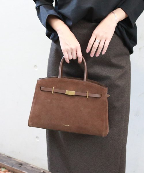 DEMELLIER LONDON（デメリエーロンドン）の「【DEMELLIER/デメリエー】MIDI NEW YORK TOP ミディサイズショルダーバッグ / ハンドルバッグ / ハンドバッグ（ショルダーバッグ・レディース・ブラック/モカ・フリー）」の7枚目の写真