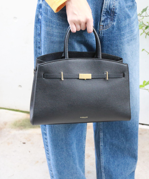 DEMELLIER LONDON（デメリエーロンドン）の「【DEMELLIER/デメリエー】MIDI NEW YORK TOP ミディサイズショルダーバッグ / ハンドルバッグ / ハンドバッグ（ショルダーバッグ・レディース・ブラック/モカ・フリー）」の9枚目の写真