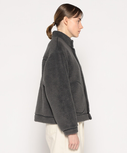 DANTON（ダントン）の「WOMEN'S DOUBLE FACE BOA STAND COLLAR CARDIGAN（カーディガン/ボレロ・レディース・ブラック/マスタード/ベージュ/チャコール/オフホワイト/ブルー・S/M）」の21枚目の写真