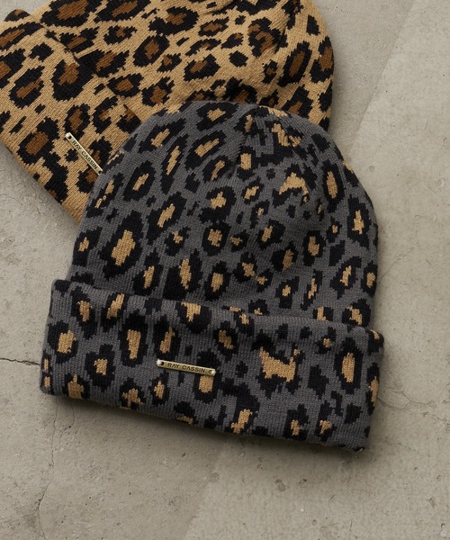RAY CASSIN（レイカズン）の「ヒョウ柄ニット帽（ニットキャップ/ビーニー・レディース・ブラウン/グレー・FREE）」の3枚目の写真