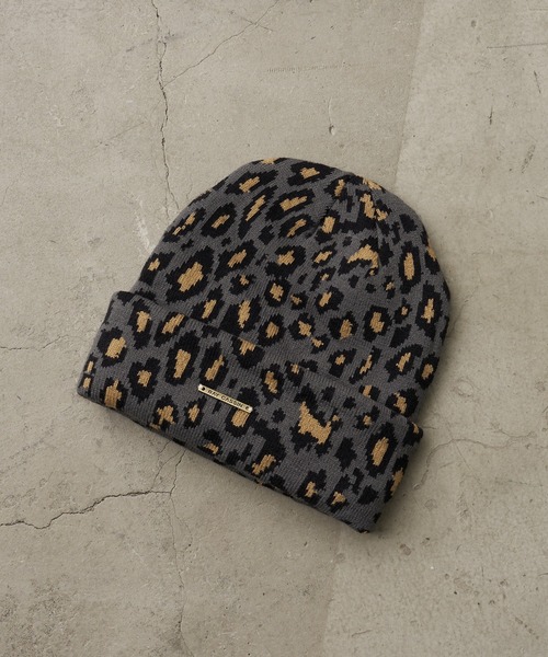 RAY CASSIN（レイカズン）の「ヒョウ柄ニット帽（ニットキャップ/ビーニー・レディース・ブラウン/グレー・FREE）」の8枚目の写真