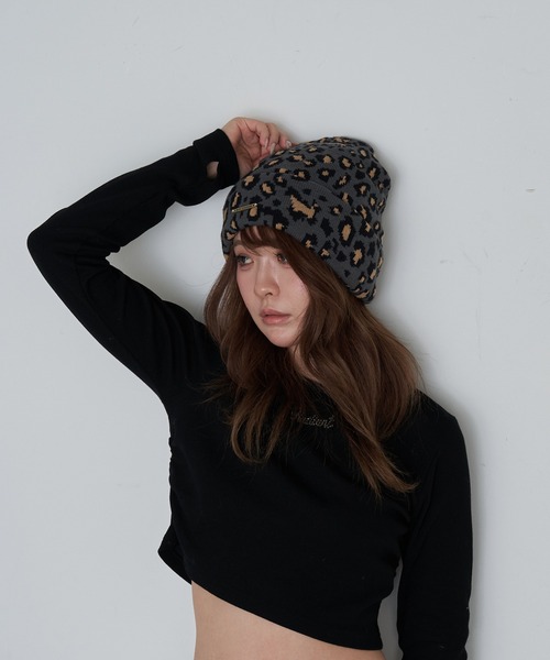 RAY CASSIN（レイカズン）の「ヒョウ柄ニット帽（ニットキャップ/ビーニー・レディース・ブラウン/グレー・FREE）」の10枚目の写真